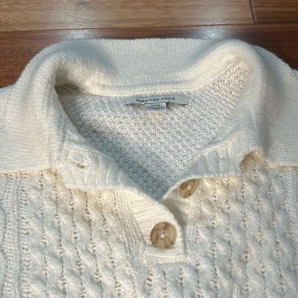 American eagle‎ white baggy cable knit sweater loose fit soft pull over sweater - Picture 3 of 8